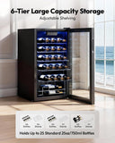 25 bottle Wine Cooler Refrigerator, Freestanding Compressor Wine Fridge with Adj