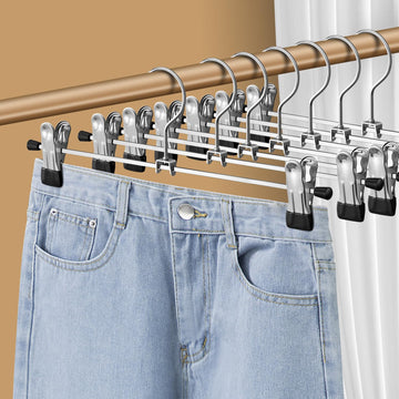 Pants Hangers with Clips, Skirt Hangers, 12 Inch 50 Pack, Black