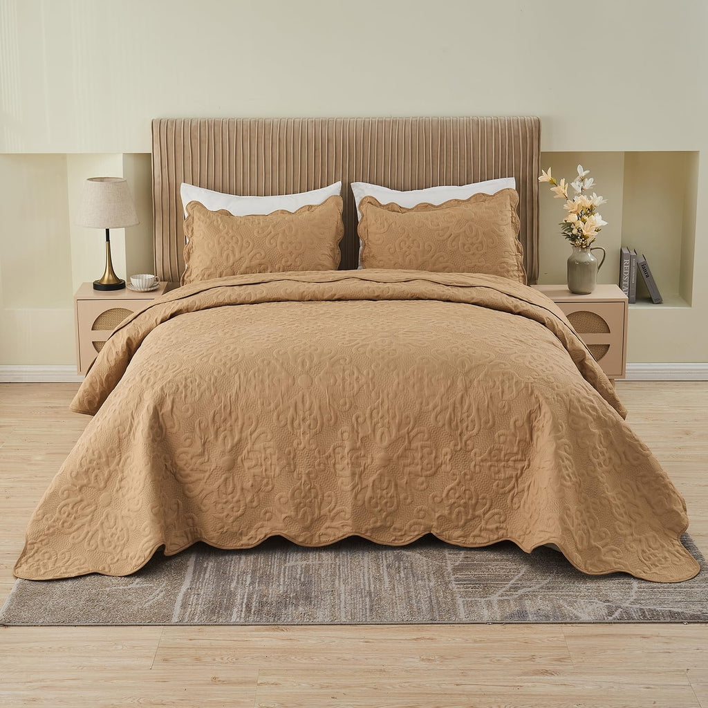 Oversized King Bedspreads 128x120 Khaki