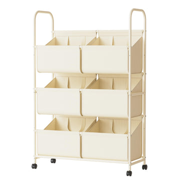 3-Tier Double Column Vertical Rolling Laundry Hamper, 6 Removable Bags