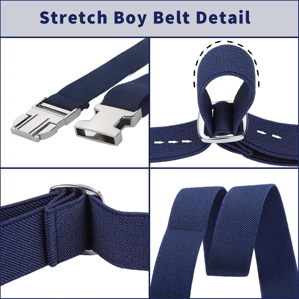 Boy Belt for Kid,Elastic Easy Clasp Adjustable Zinc Alloy Buckle Youth Belt