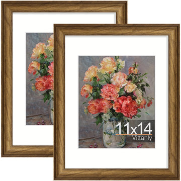 11x14 Picture Frames Set of 2, Vintage Photo Frames, Walnut