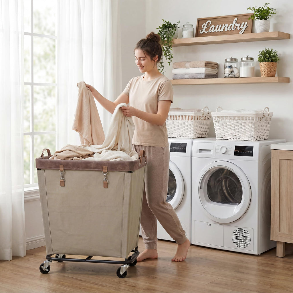 210L Laundry Basket with Wheels, Rolling Hampers for Clothing