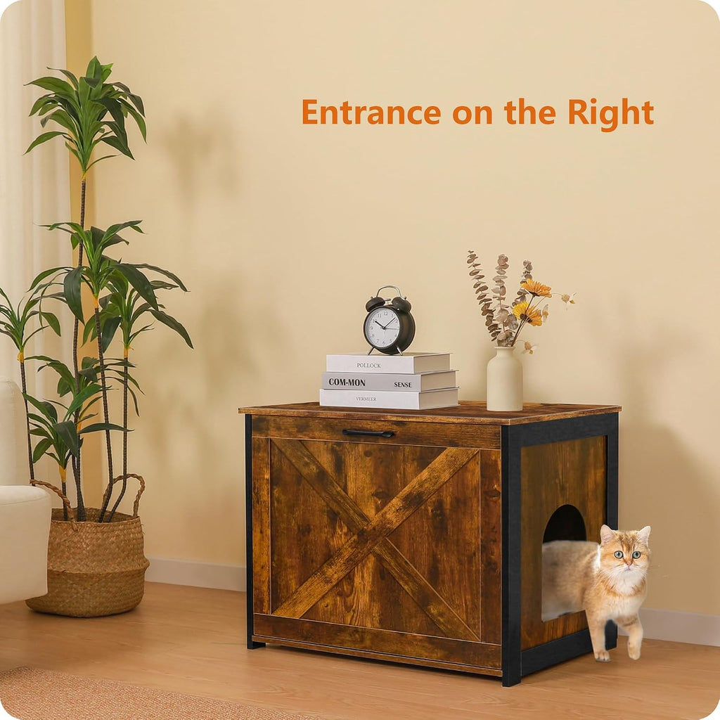 Cat Litter Box Enclosure, Hidden Litter Box Furniture, 27.6 Inches