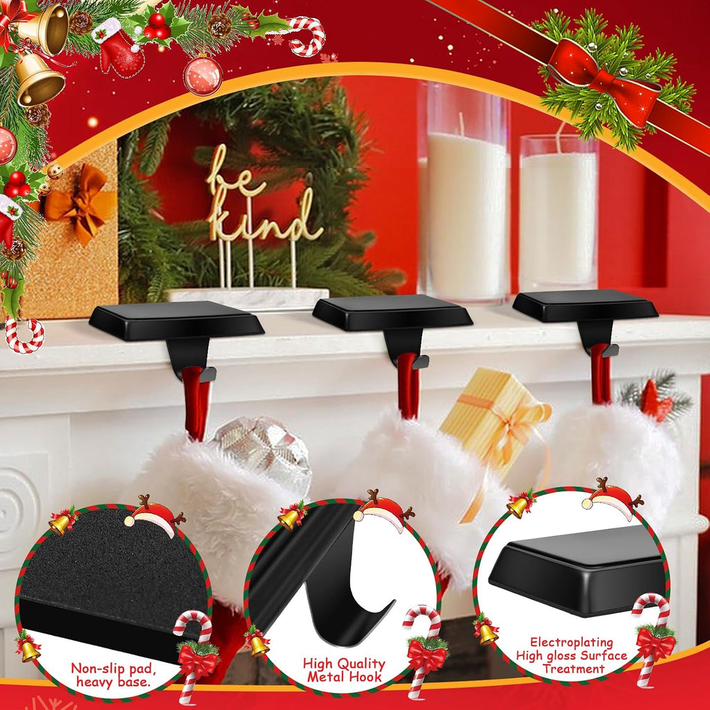 6 Pack Metal Christmas Stocking Holders for Mantle Heavy Duty Stocking Hangers Stocking Hook Christmas Ornaments for