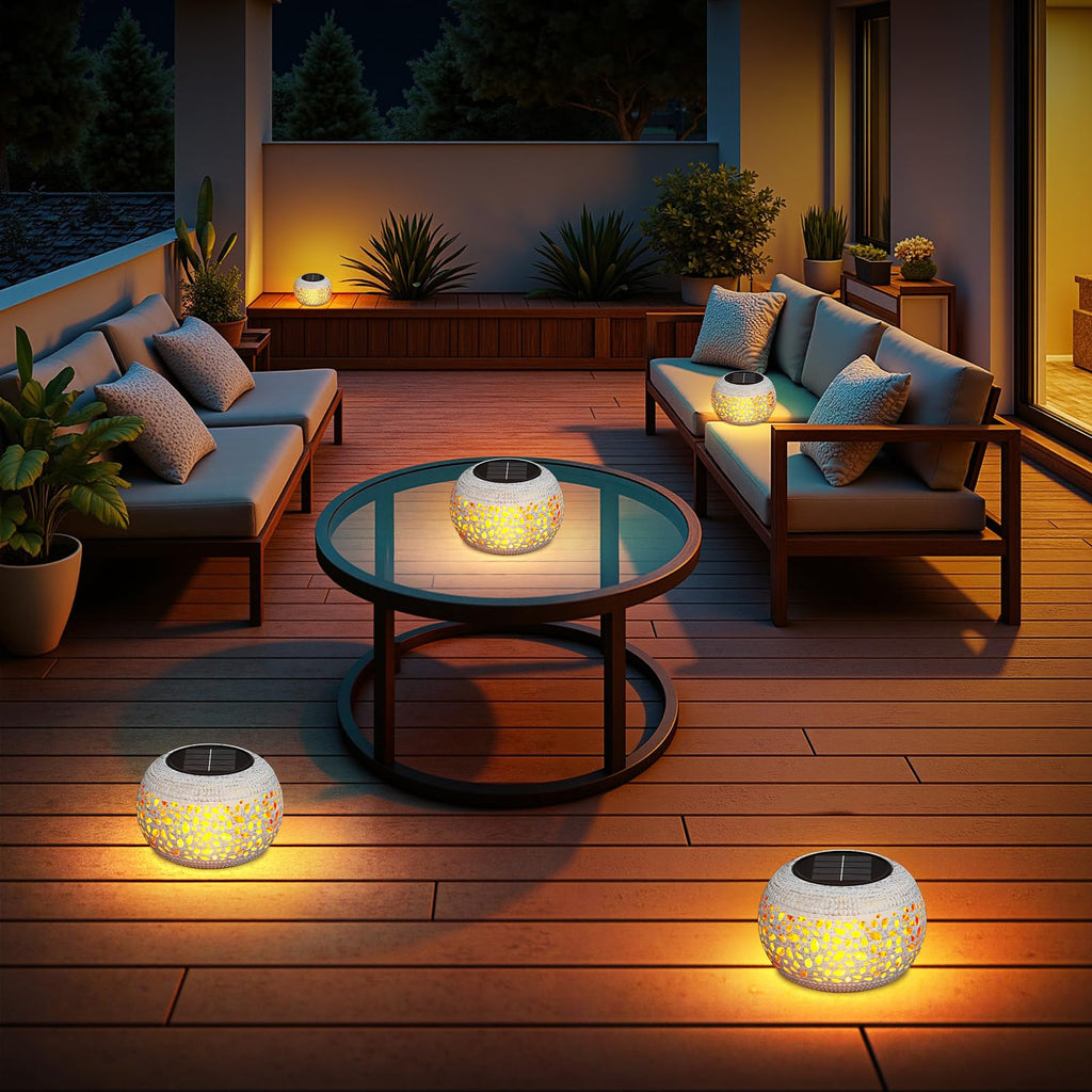 Solar Lanterns Outdoor Waterproof Table Lights: Upgraded Solar Flame Lantern, 2 Lighting Modes White Lantern