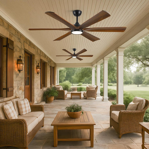 Savey'Sley 60" Ceiling Fan with LED Light and Remote - Walnut