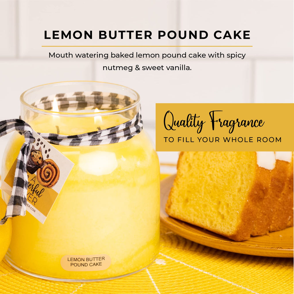 Lemon Butter Pound Cake - 34oz Papa Scented Candle Jar with Lid - Keepers of the Light - 155 Hours of Burn Time, Gift