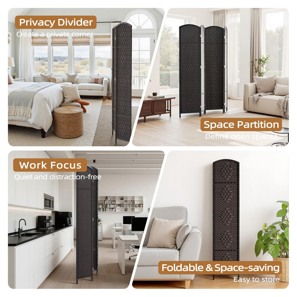 Room Divider Panel, 4 Panel Partition Room Dividers, Dark Mocha