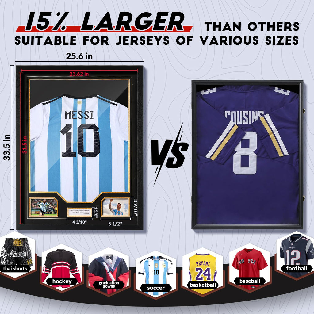 Jersey Frame Display Case, Large Clear Acrylic Shadow Box with UV Protection for Baseball Basketball Football Soccer