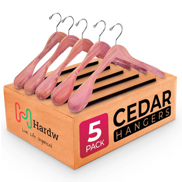 TM Cedar Hangers 5 Pack Wide Shoulder Suit Hangers for Men