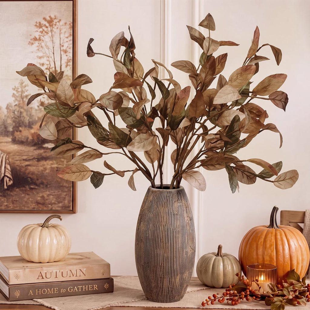6 Pcs Autumn Eucalyptus Spray 24" Artificial Fall Leaf Branch Stems for Vase Fall Wedding Greenery Picks Autumn Home