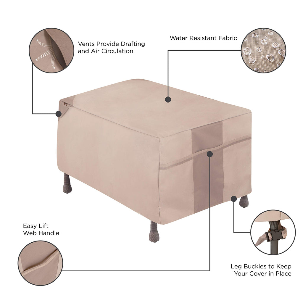 Monterey Patio Ottoman/Side Table Cover - Water-Resistant Fabric - Heavy-Duty Protection for Outdoor Deck Furniture