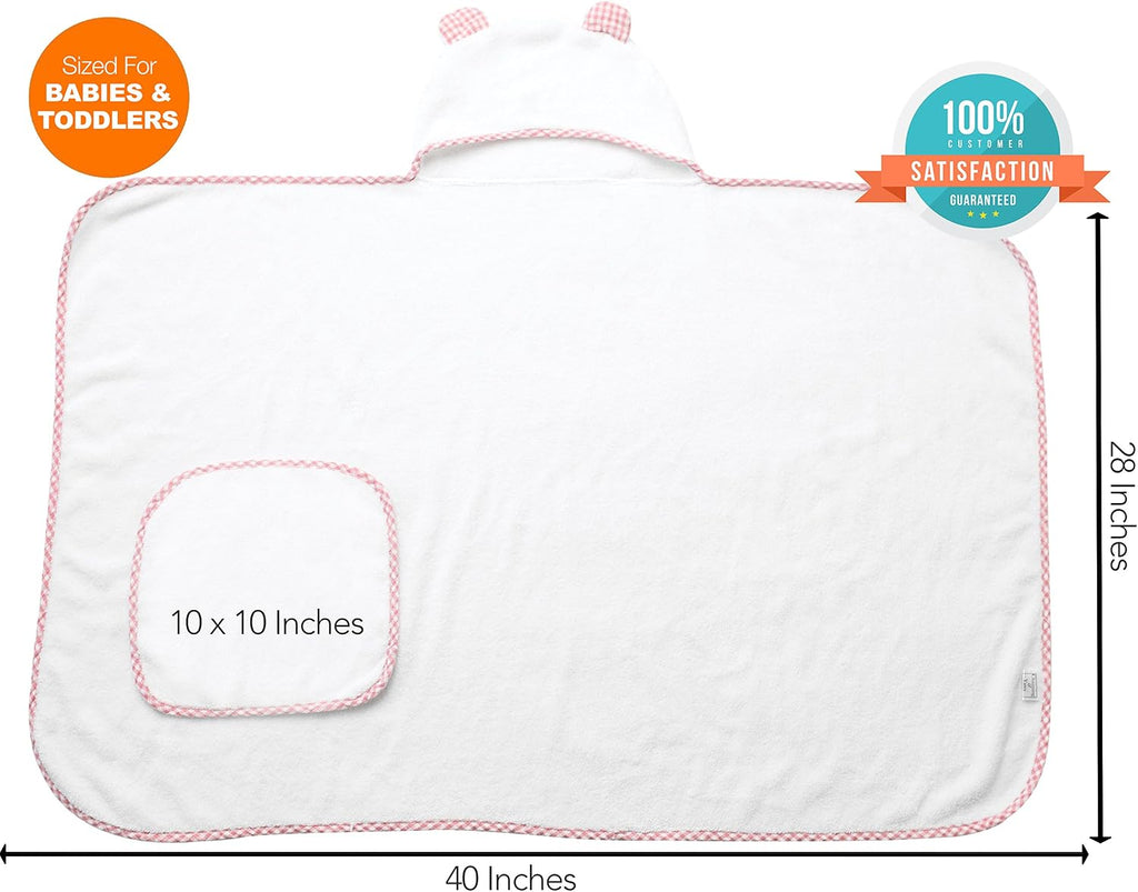 Premium Boutique Baby Towels for Girls - Hooded Girl Towel & Washcloth Set - Organic Viscose Made from Bamboo Baby