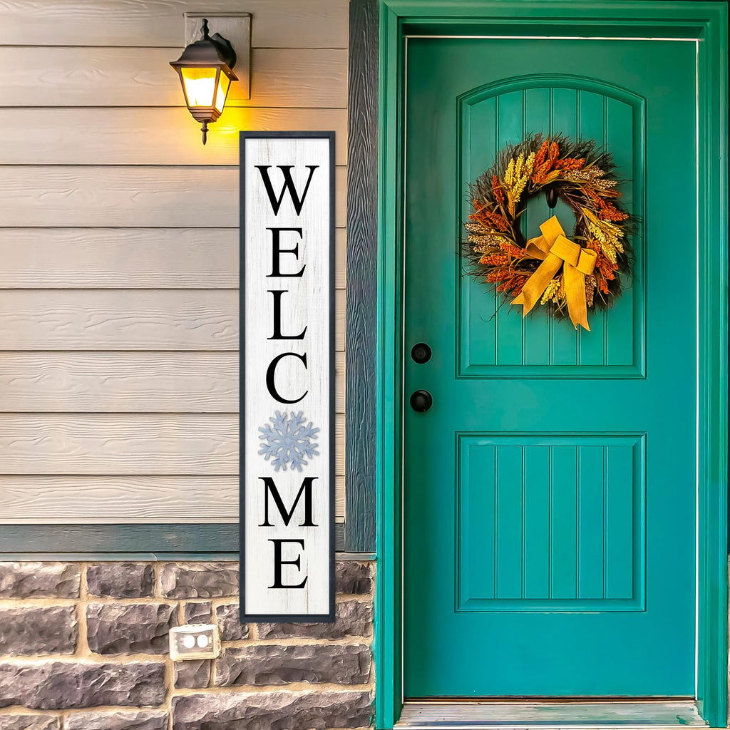 Interchangeable Welcome Sign for Front Porch Door, 45"X9" Black
