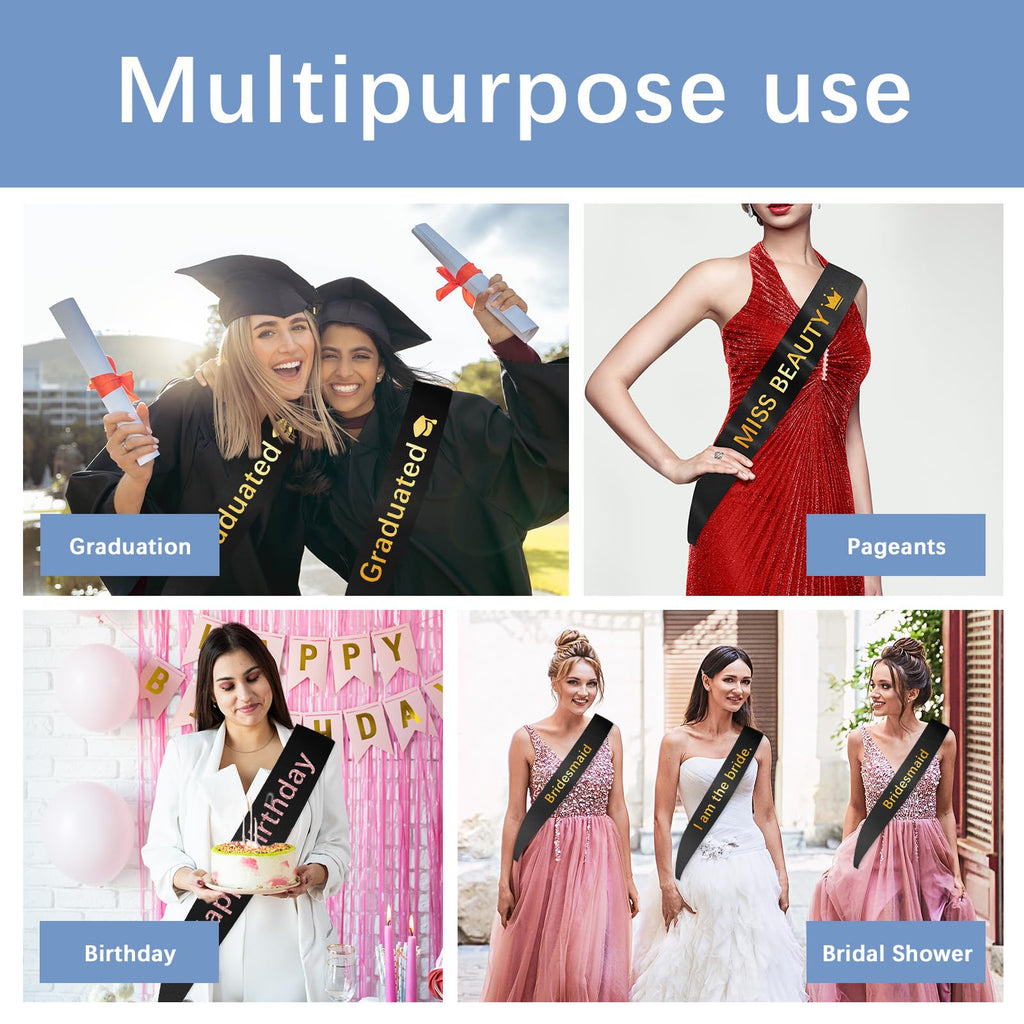 25pcs Black Sashes Blank Sashes for Pageants Plain Sashes for Beauty Pageants Satin Sash to Decorate