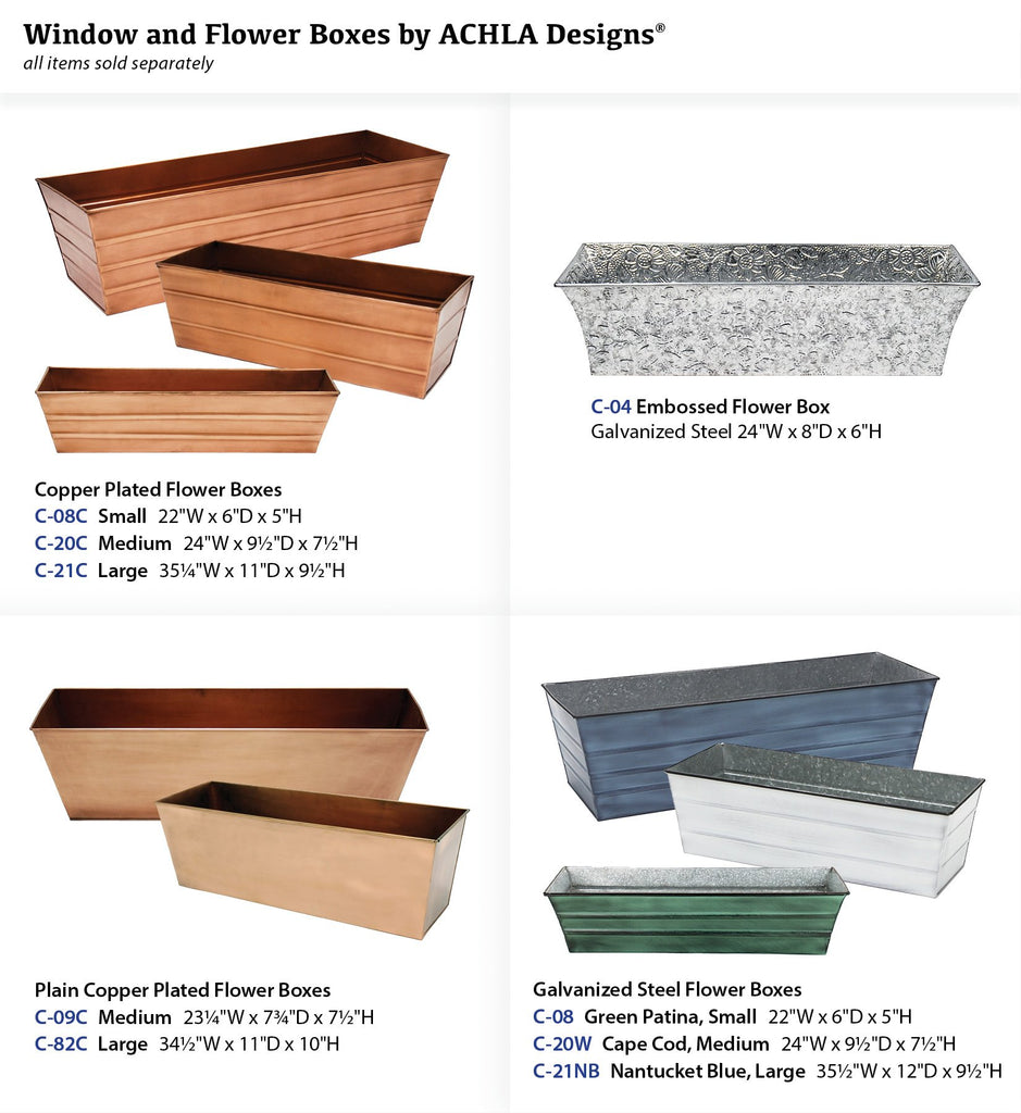Plated Flower Box, Window Flowerbox Planter, Large, Copper