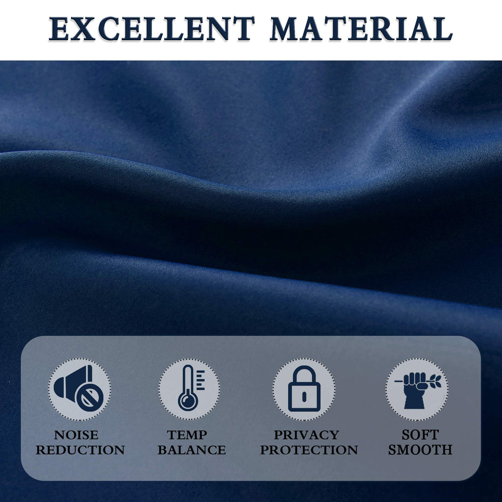 38 Inch Length Tier Curtains- 2 Panels Blackout Thermal Insulating Small Valance Curtains Rod Pocket Top (Navy