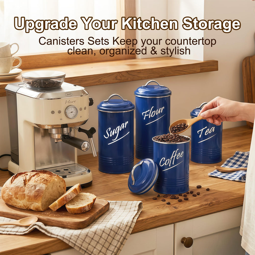 Kitchen Canisters Sets for Countertop-Set of 4, Navy Blue