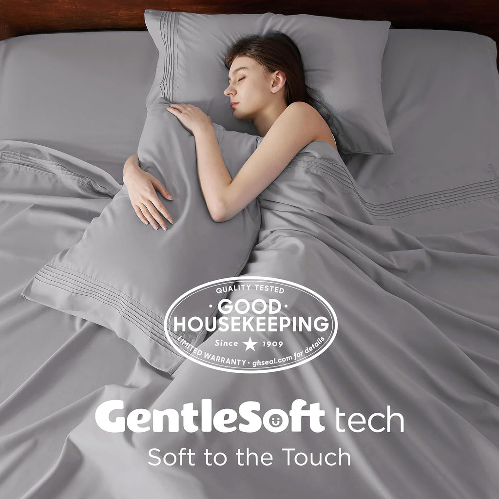 Deep Pocket Queen Sheets Set - Fits Mattresses Up to 21 Inches Thick - 4 Piece GentleSoft Bed Sheets, Moisture