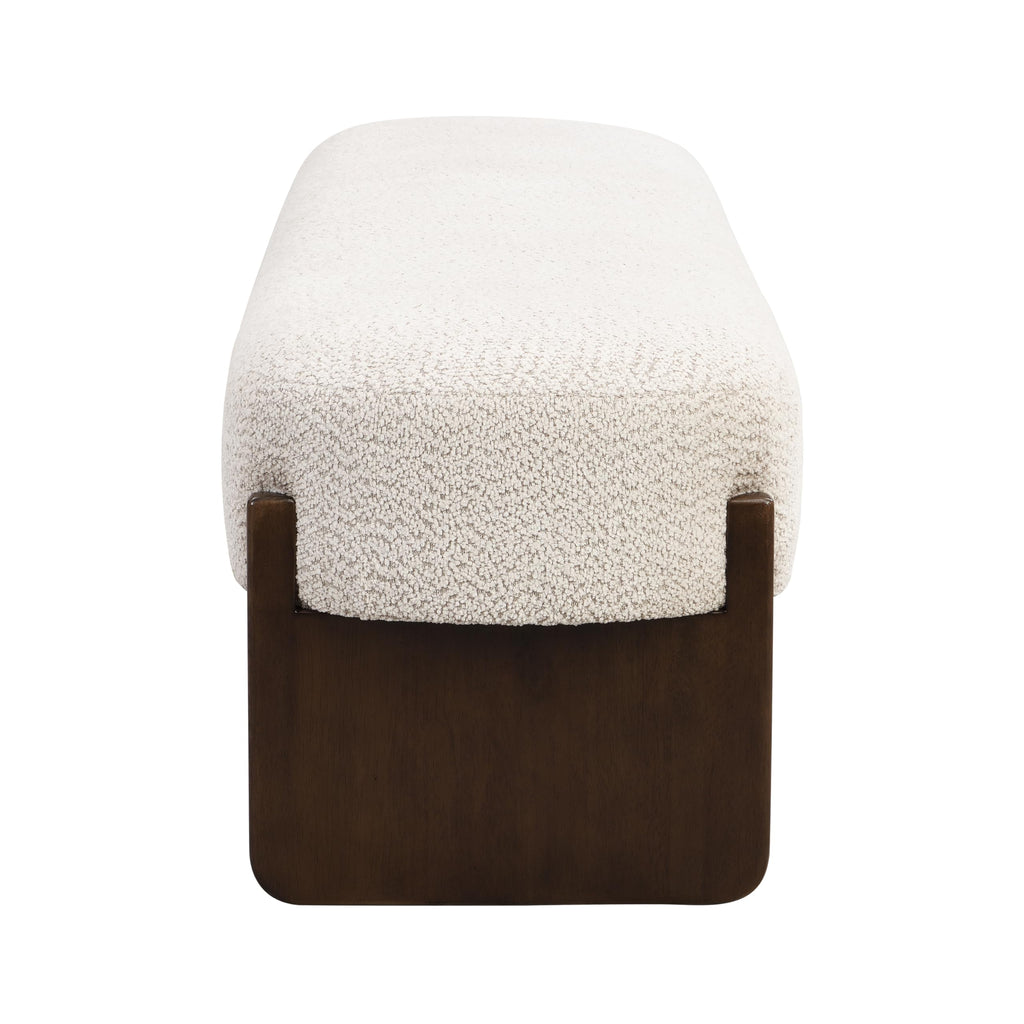 Arden Minimalist Loop Yarn Fabric Dining Bench, Wooden Entryway Ottoman Bench, Modern Living Room Sofa Ottoman