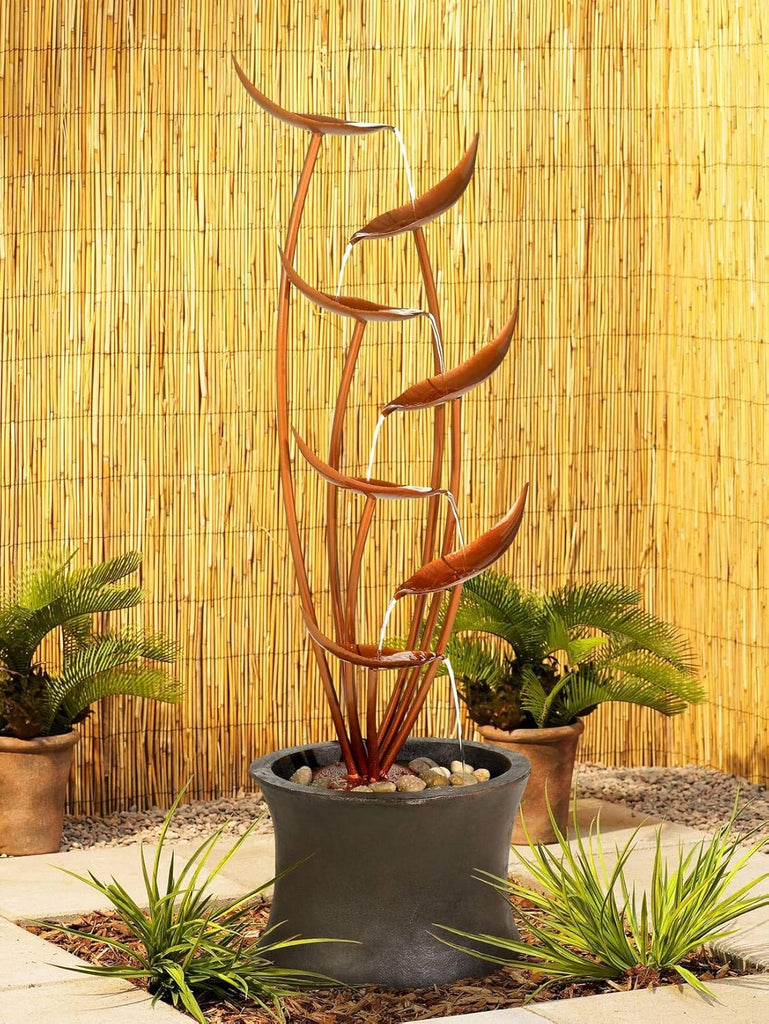 Ashton Tiered Copper Leaves 41" High Large Modern Indoor Outdoor Cottage Core Decor Resin Floor Fountain Standing