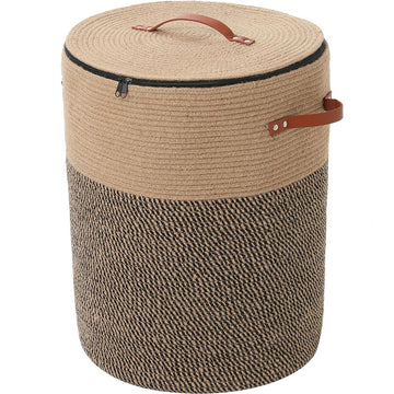 16"x20" Extra Large Cotton Rope Basket with Zipper Lid, Woven Laundry Hamper and Blanket Storage Basket, Decorative