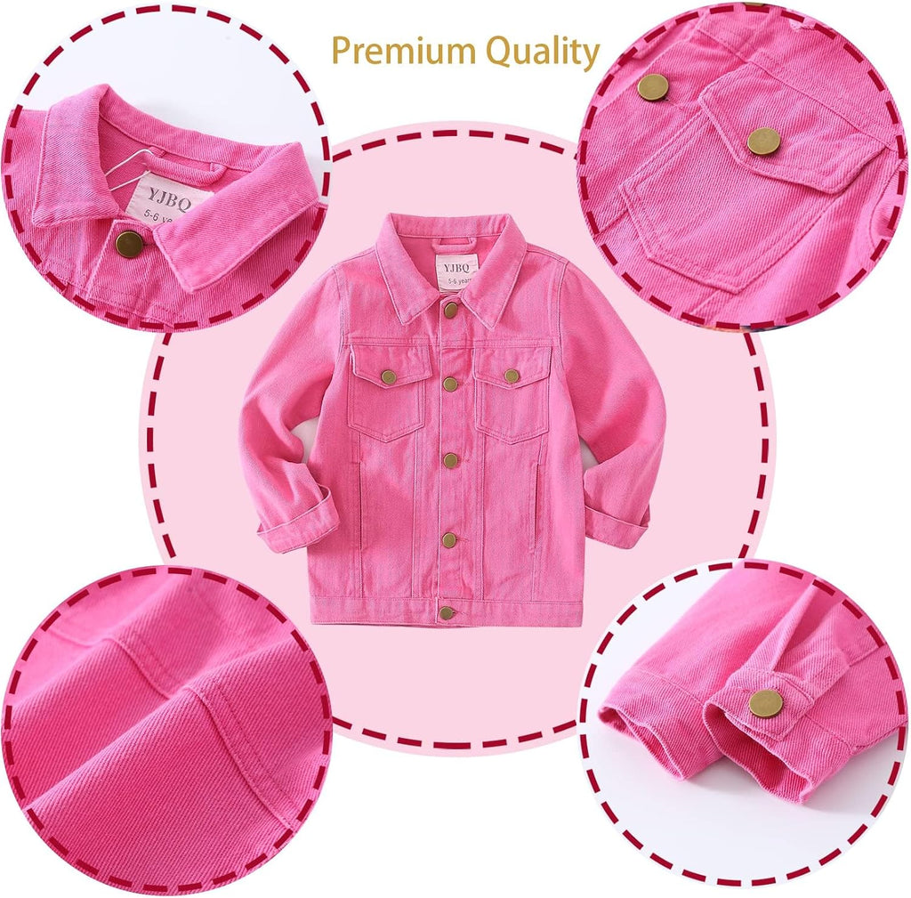 Girls Denim Jacket Classic Jean Coat for Kids & Teens, Casual Outerwear for Spring Fall Lightweight
