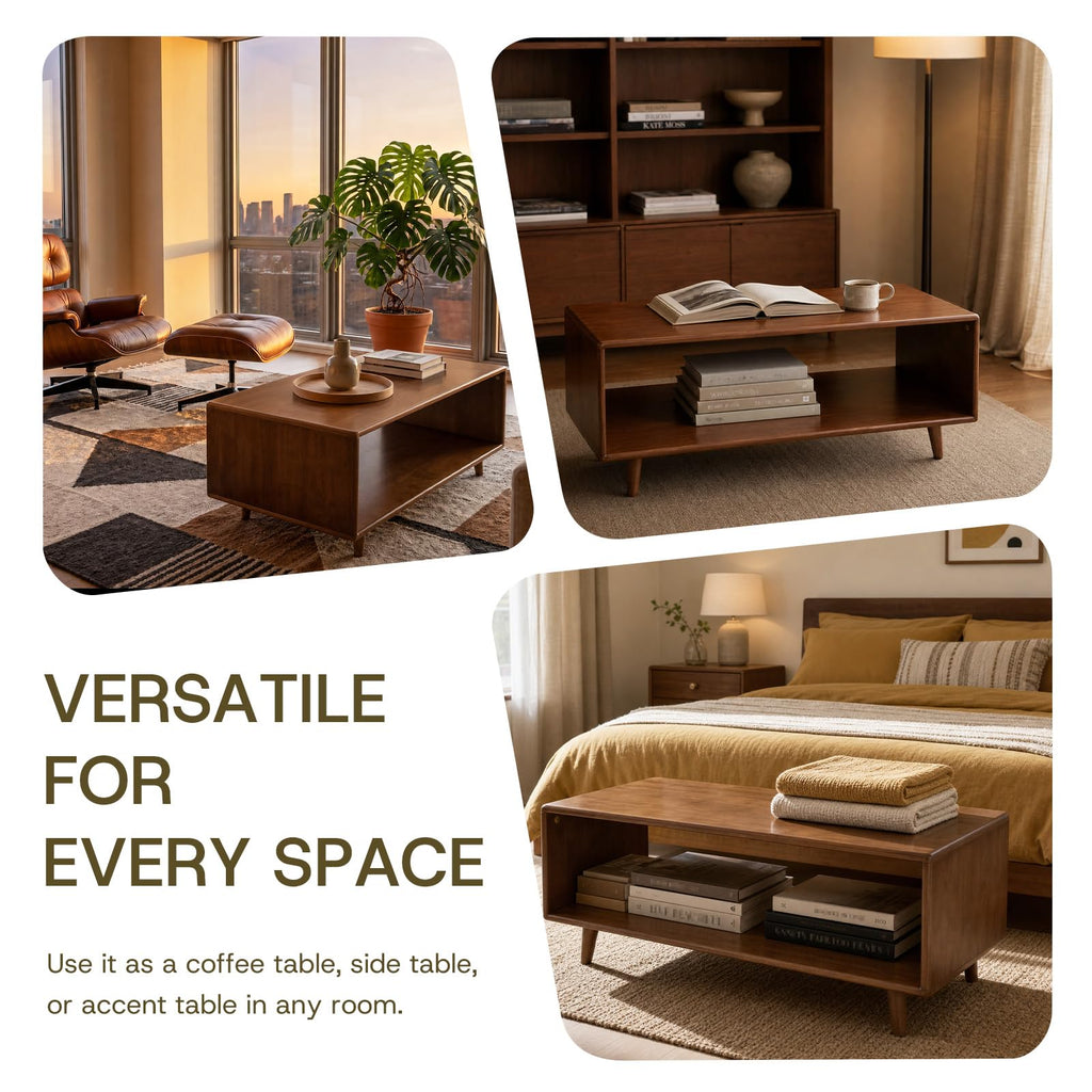47" Rectangular Solid Wood Coffee Tables, Walnut