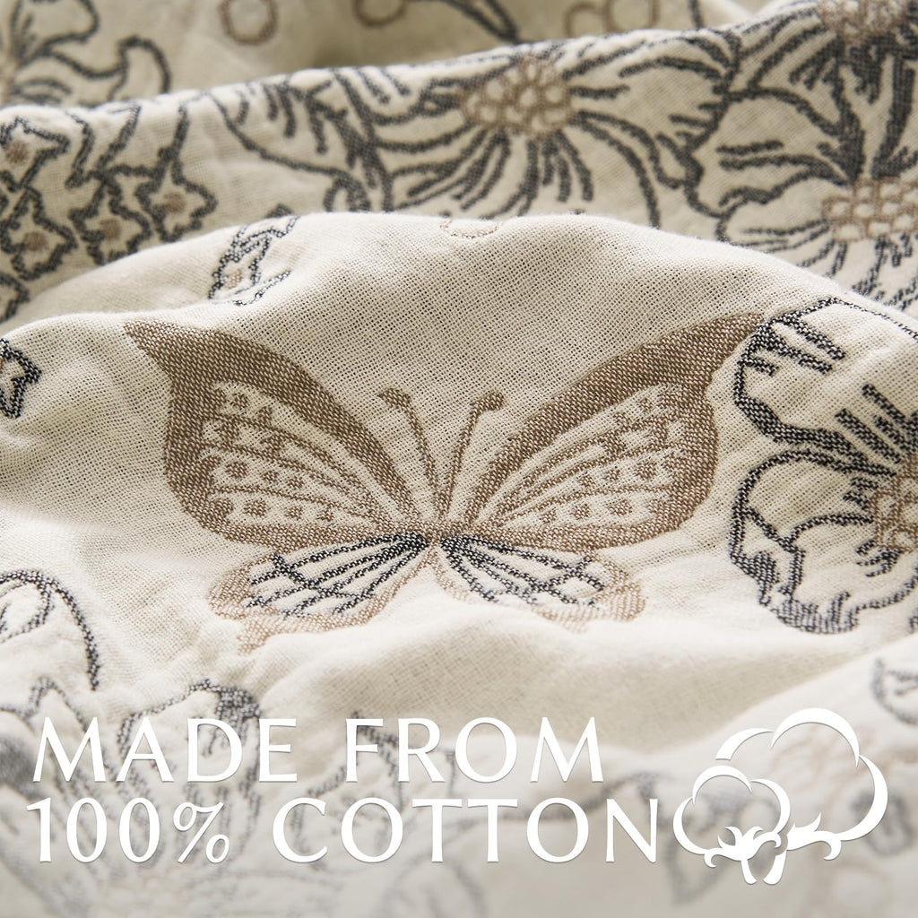 100% Cotton Boho Muslin Throw Blanket with Tassel 60x80 Gray/White