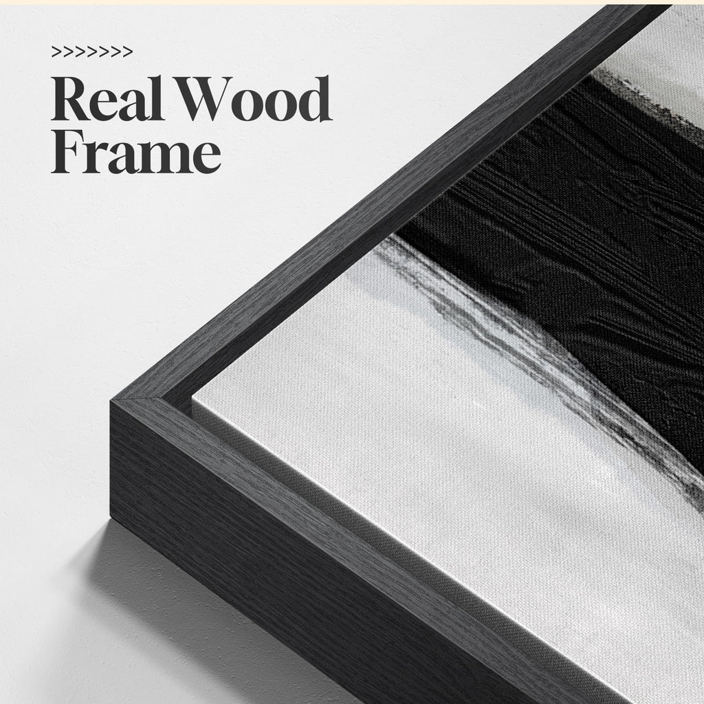 Large Framed Black White Abstract Wall Art Set of 2, 24x36