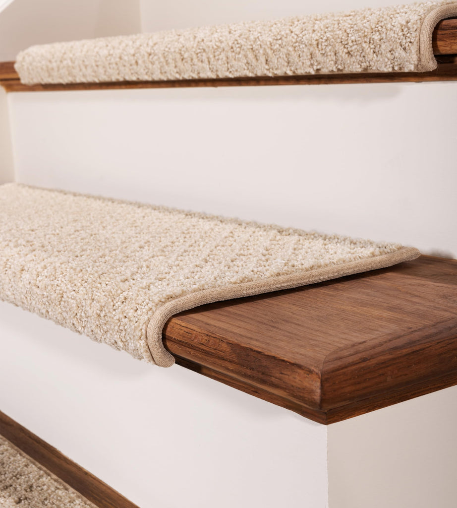 TM Rounded Bullnose Carpet - Anti Slip Indoor Stair Mats for Wooden Stairs, Style: Bayside Charm, Crystal Canyon 27"