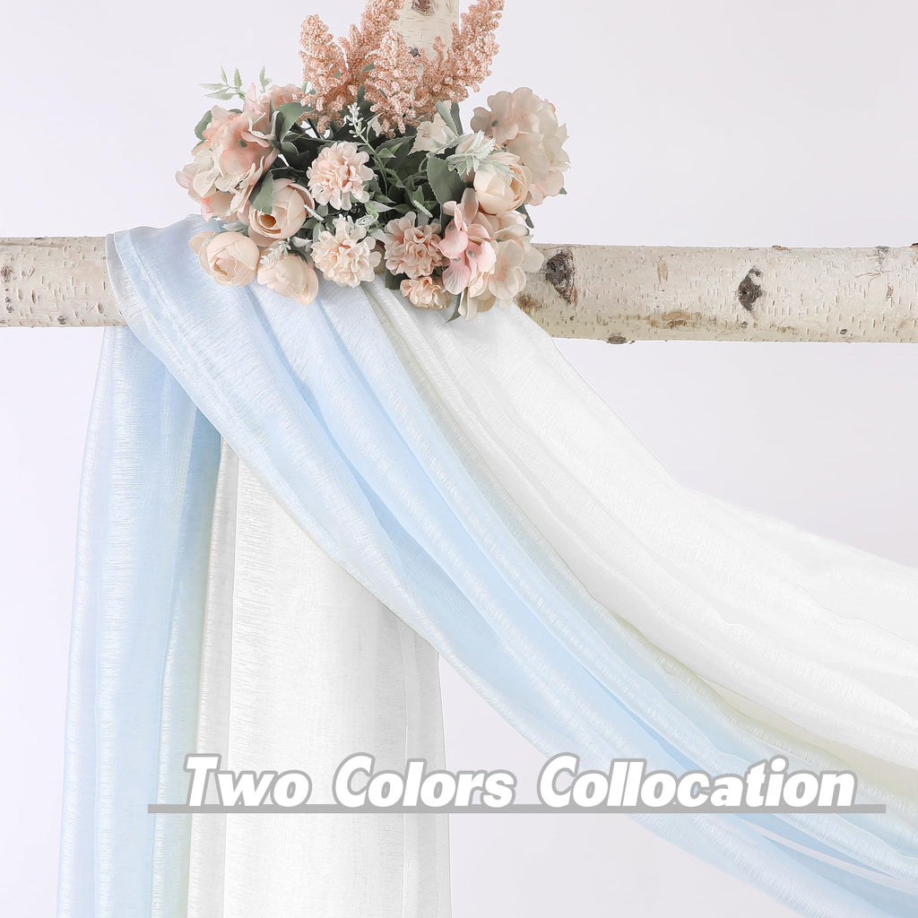 White Sheer Window Valance - Luxury Soft Semi-Sheer Scarf for Window Wedding Arch Curtains (1 Panel, 52 x 216 Inch