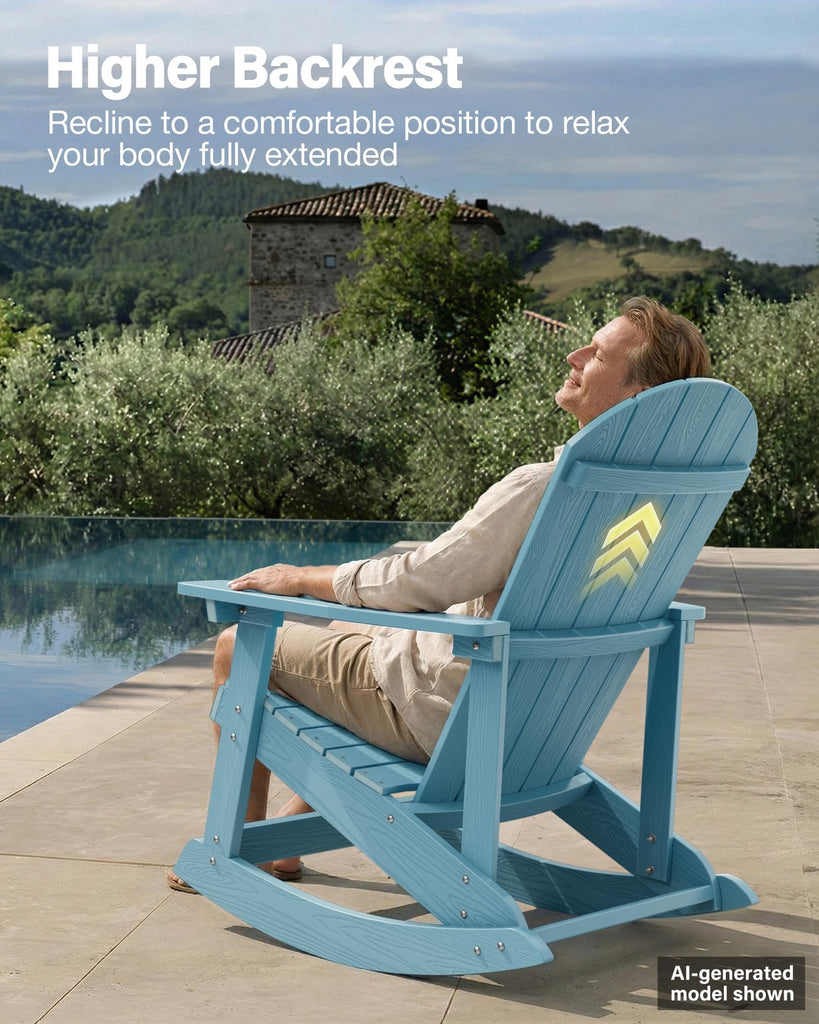 Adirondack Rocking Chair, All-Weather Resistant, Blue