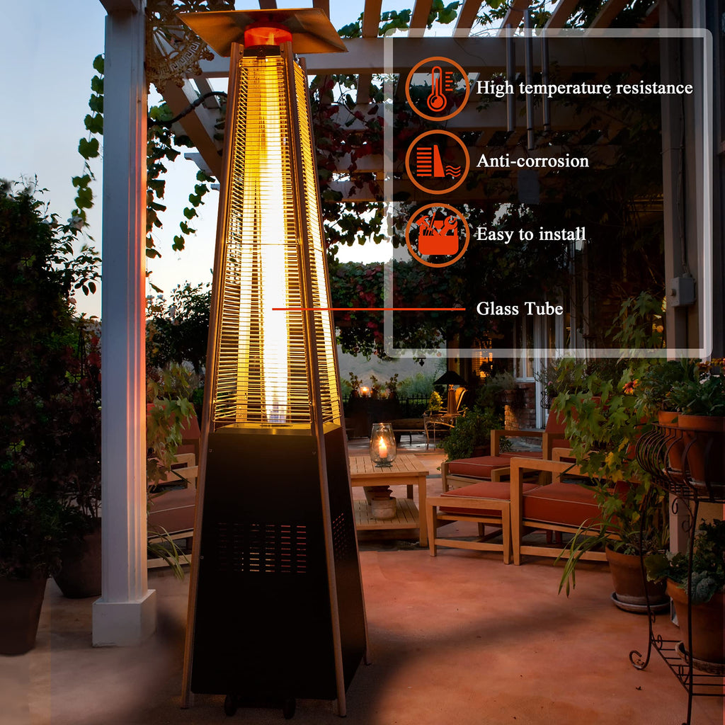 Patio Heater Glass Tube Replacement for 4-Sided Outdoot Patio Pyramid Heater, 49.5 inch tall