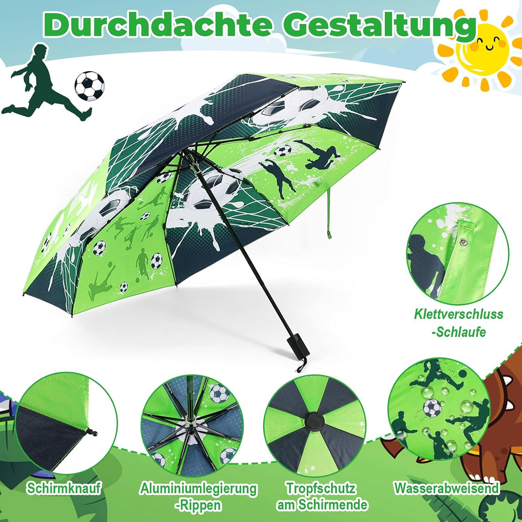 Kids Compact Folding Umbrella for Backpack Pocket Bag, Colour-changing Wet Dry Umbrella, Water Reacting, Windproof