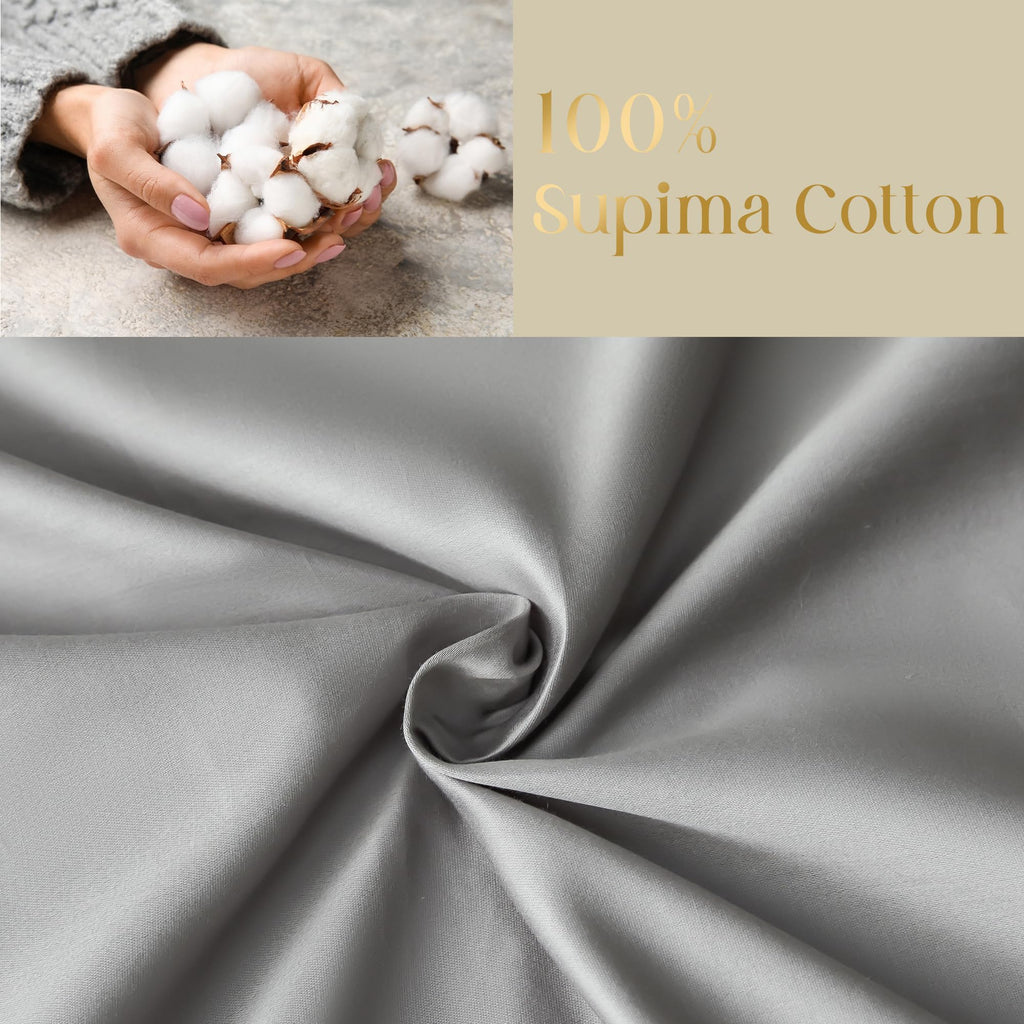 100% Supima Cotton 600 Thread Count Sheets-4 Pc Long Staple Pure Soft Sateen Weave Set-16" Deep Pocket Cooling