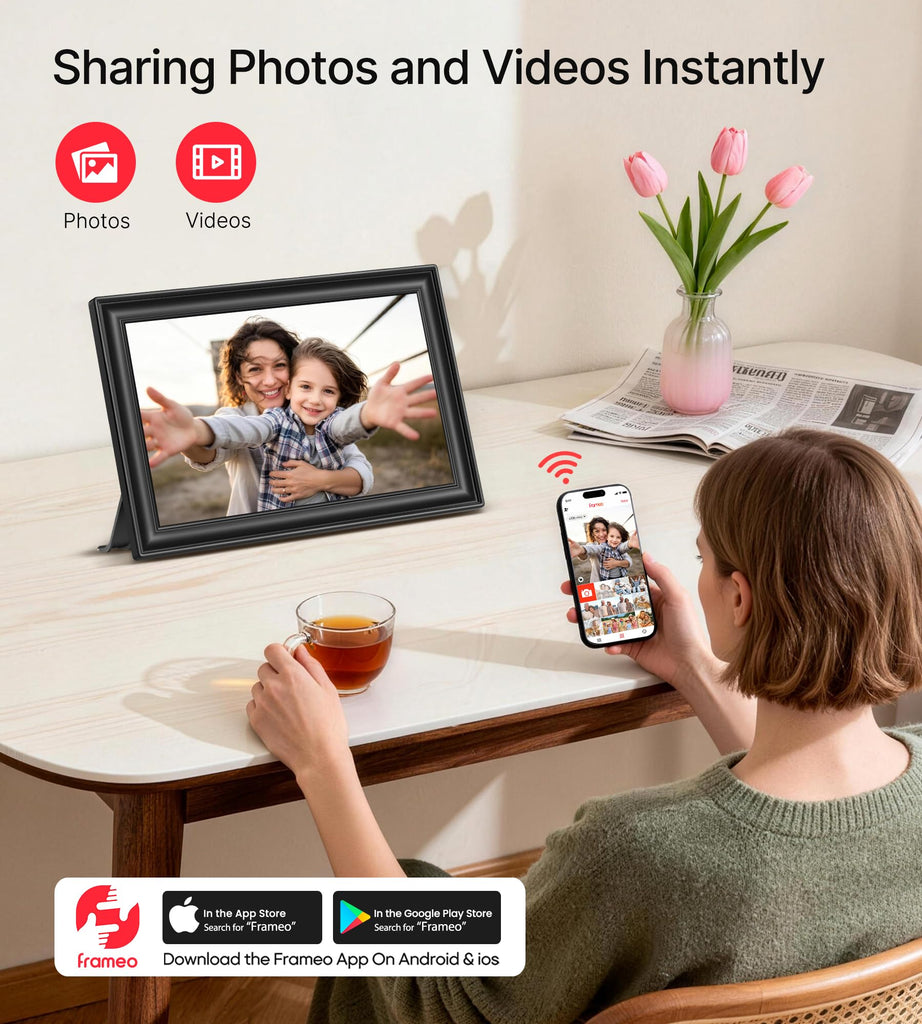 Frameo Digital Picture Frame, 10.1'' WiFi Digital Photo Frames 32GB Storage
