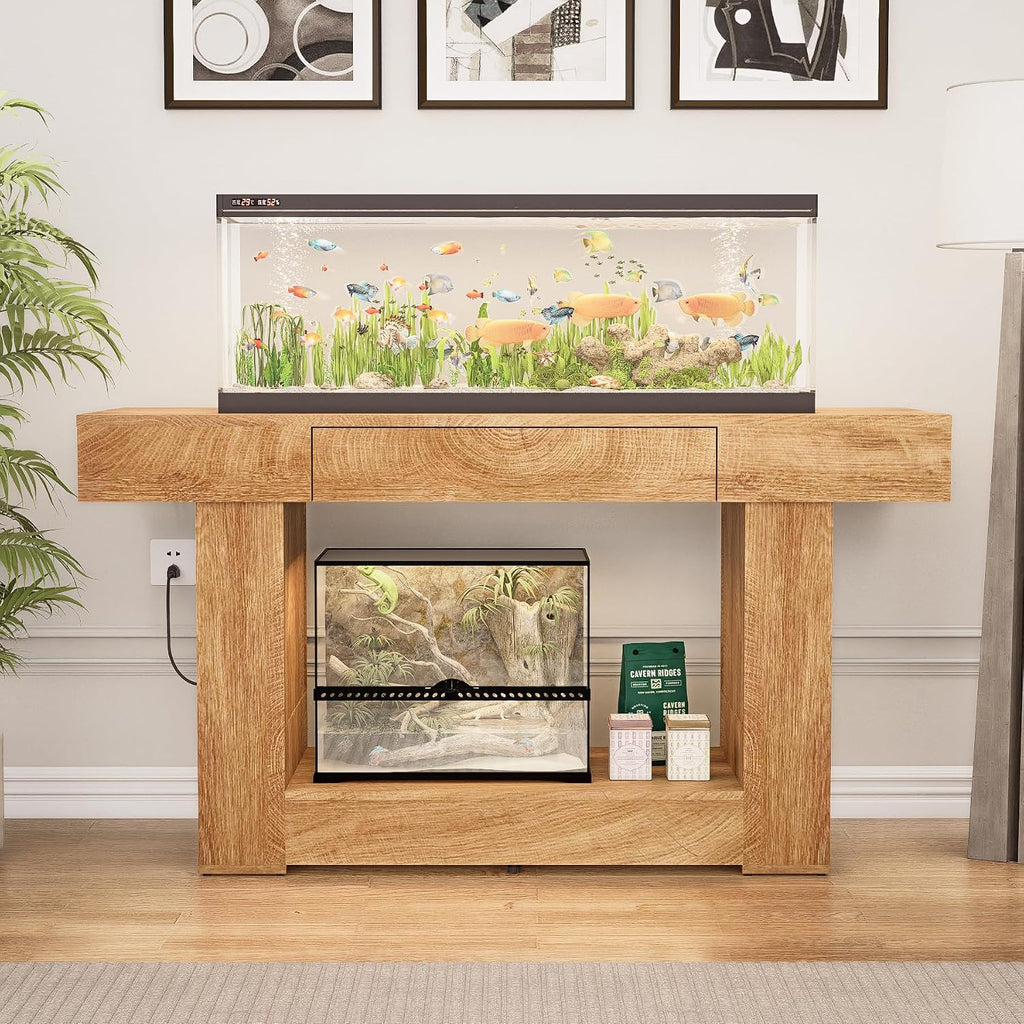 55-75/90 Gallon Aquarium Stand, Fish Tank Stand with Power Outlets & USB Ports, Heavy Duty Double Aquarium