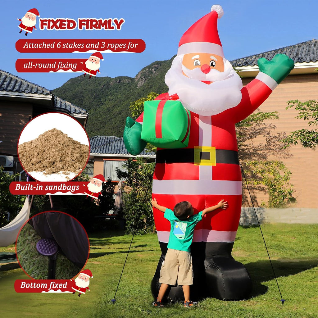 10 FT Christmas Inflatable Santa Claus Outdoor Decoration with Gift Box