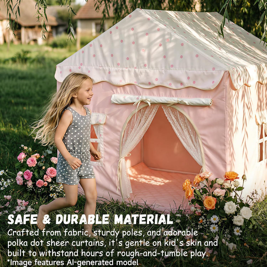 Kids Play Tent with Double Door Children's Playhouse Tents Castle for Girls
