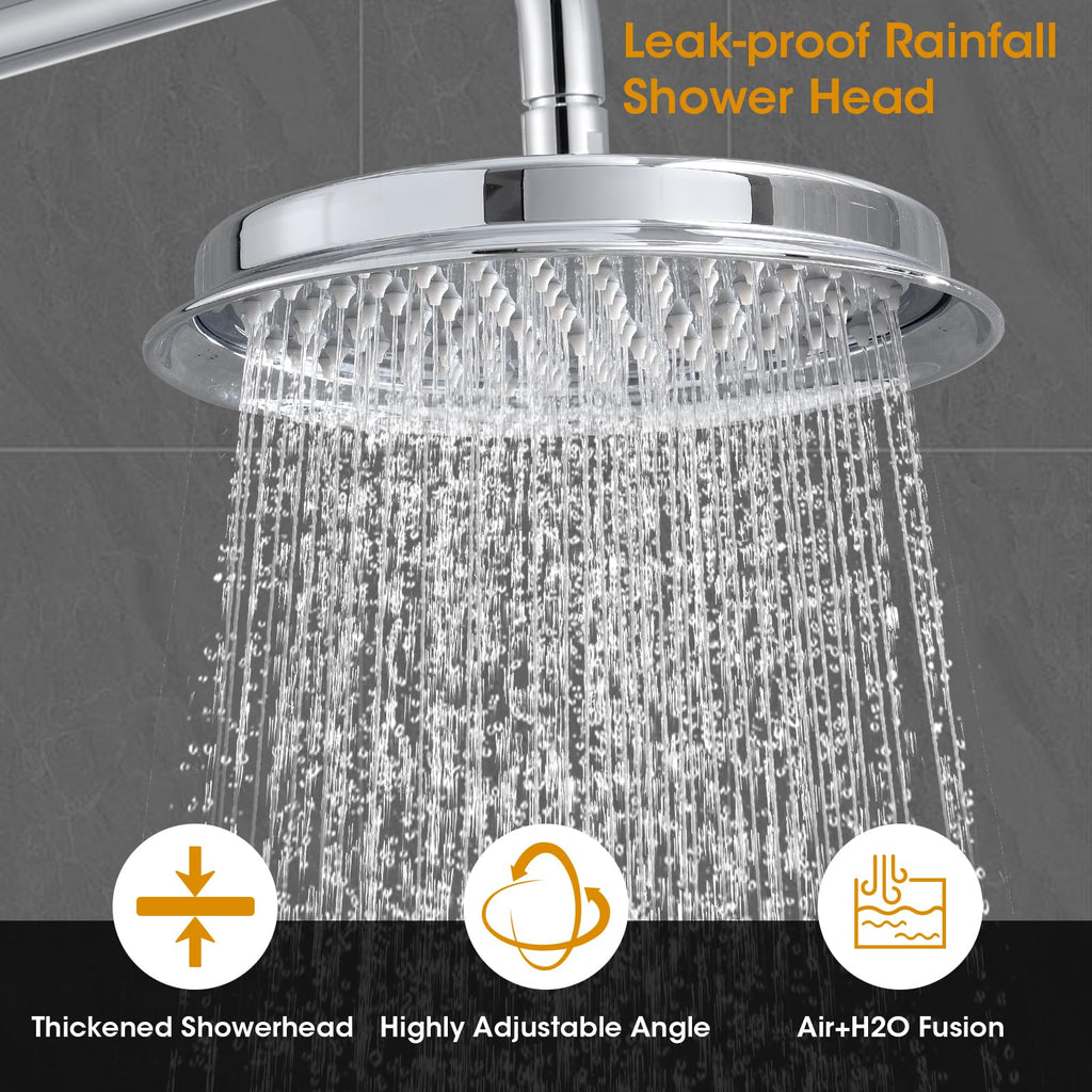 Shower Head with Handheld, Rain Shower System Faucet Set, Chrome