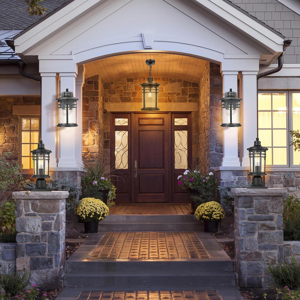 Outdoor Post Lights Lamp Posts Outdoor Lighting, Waterproof Aluminum Post Lights Outdoor Light Fixtures with Glass
