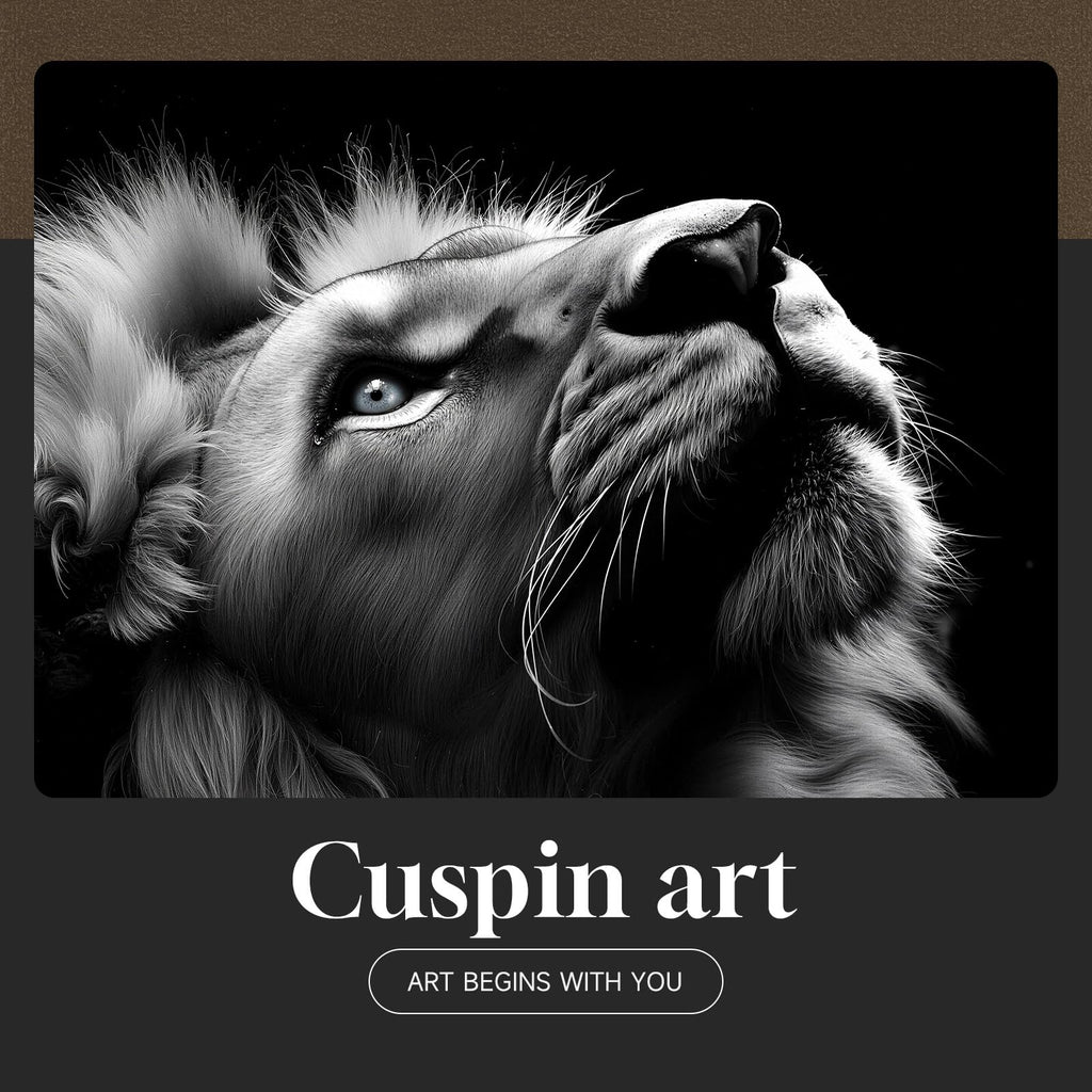 Framed Modern Black and Gray Lion Animal Wall Art, 1 Piece 24x36 In