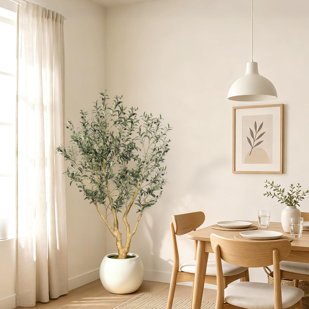 Large Artificial Olive Tree 6FT with UV Resistant in Black Planter