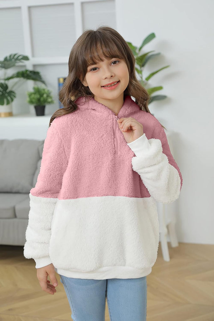 Girls Fuzzy Fleece Pullover Hoodies Sweatshirt