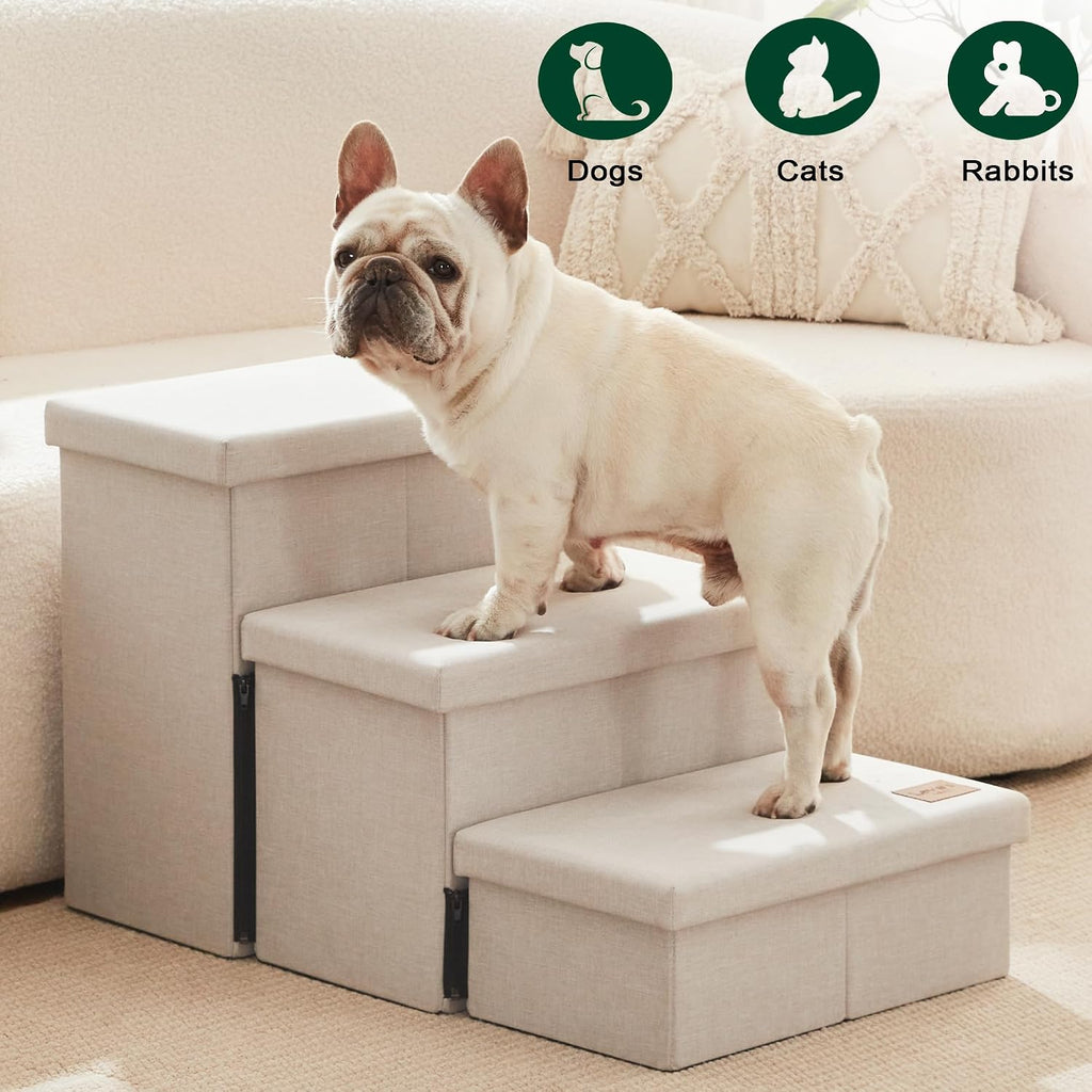 Dog Stairs for High Bed, Foldable Pet Stairs for Small Medium or Large Dogs Puppy with Storage for Bed or Couch, Cat