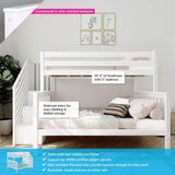Bunk Bed, Twin-Over-Full Bed Frame For Kids With Stairs, White