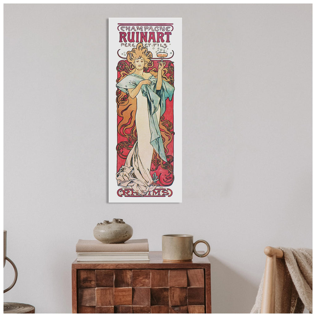 Champagne Ruinart (1896) by Alphonse Mucha wall art Decorations Giclee Print On Canvas 30x12inch