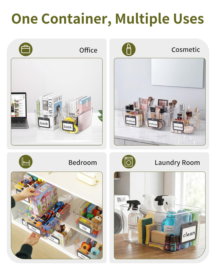Clear Fridge Organizers and Storage Bins Container with Labels